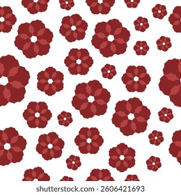 Seamless Abstract Red Floral Pattern Vector Background