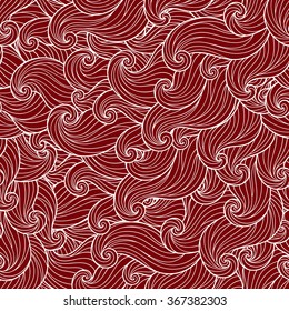 Seamless abstract red  hand-drawn waves pattern, wavy background. Seamless pattern can be used for wallpaper, pattern fills, web page background,surface textures. Gorgeous seamless background