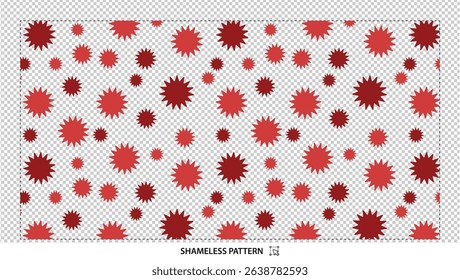 Seamless abstract red starburst pattern with geometric shapes on transparent background - Powered by Shutterstock - Get 15% off with code: PIKWIZARD15