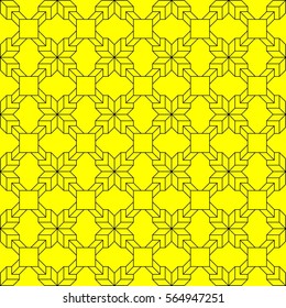 Seamless abstract repeating geometric 3d X black pattern on a yellow background vector pattern illusion design