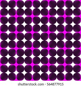 Seamless abstract repeating geometric black pink magenta circles seashells on white background vector pattern illusion design