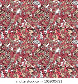 Seamless Abstract Retro Background Design. Tender fabric pattern. Pattern. Vector. Pink, black and beige on colors.