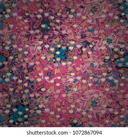 Seamless Abstract Retro Background Design. Tender fabric pattern. Pink, neutral, blue, black and beige on colors. Pattern. Vector