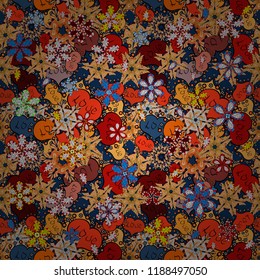 Seamless Abstract Retro Background Design. Tender fabric pattern. Vector. Red, black and blue on colors. Pattern.