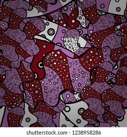 Seamless Abstract Retro Background Design. Red, black and violet on colors. Vector. Tender fabric pattern. Pattern.
