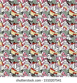 Seamless Abstract Retro Background Design. Black, neutral and white on colors. Vector. Pattern. Tender fabric pattern.