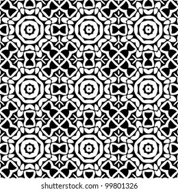 Seamless abstract retro floral black and white pattern background vector illustration