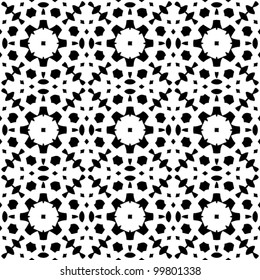 Seamless abstract retro floral black and white pattern background vector illustration