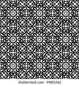 Seamless abstract retro floral black and white pattern background vector illustration