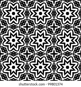 Seamless abstract retro floral black and white pattern background vector illustration