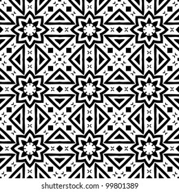 Seamless abstract retro floral black and white pattern background vector illustration