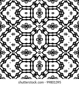 Seamless abstract retro floral black and white pattern background vector illustration