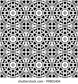 Seamless abstract retro floral black and white pattern background vector illustration