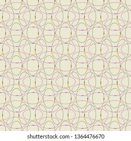 Seamless abstract retro geometric pattern with rows of zipper ovals and sliders in yellow, lilac, pink, purple and cream. Ideal for fashion, gift, paper, scrapbooking and fabric.
