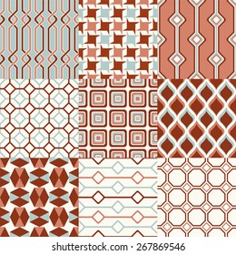 seamless abstract retro geometric pattern set