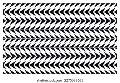 Seamless abstract retro pattern of geometric shapes.  Geometric hipster triangular background, vector. White and black. Background of black arrows