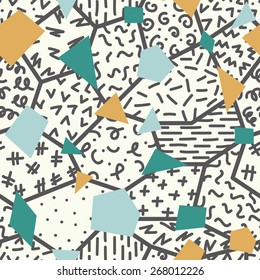 Seamless abstract retro pattern with geometrical shapes 2