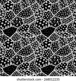 Seamless abstract retro pattern with geometrical doodles 2