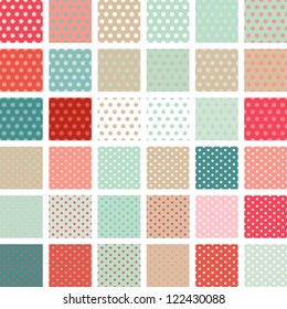 Seamless abstract retro pattern. Set of 36 polka dots textures.