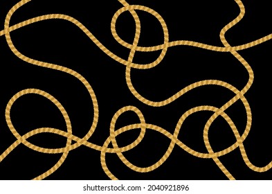 Seamless Abstract Rope Pattern on Black. Vector Illustration.
