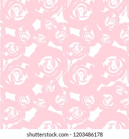 Seamless abstract rose floral pattern in pink pastel colors on white design element stock vector illustration for web, for print