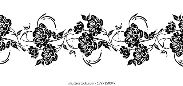 Seamless abstract rose flower border design