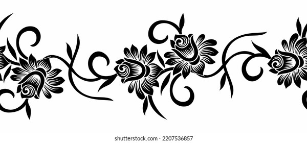 Seamless abstract rose flower border