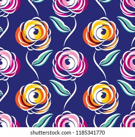 Seamless abstract rose flower pattern