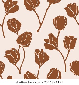 Silueta de rosas abstractas sin costuras . Ilustración vectorial.