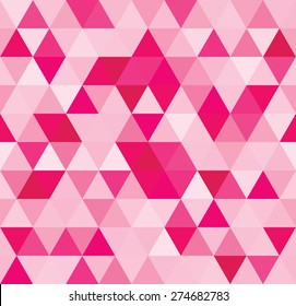Seamless abstract rosy triangle geometrical background. Infinity geometric pattern. Seamless magenta vector illustration. 