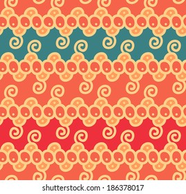 Seamless abstract scroll curl wreath floral ethnic background pattern in vector