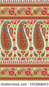 Seamless abstract set of border pattern with paisley