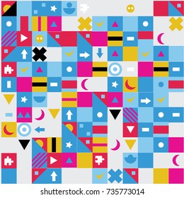 Seamless abstract shape background. Vector illustration of geometric colorful shapes and figures.