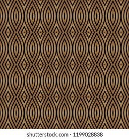 Seamless abstract simple ethnic pattern vector. Design eclipse and parallelogram black on gradient gold background. Design print for textile, wallpaper, background, fashion. Set 7