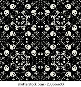 Seamless abstract skull vector pattern