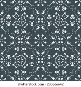 Seamless abstract skull vector pattern