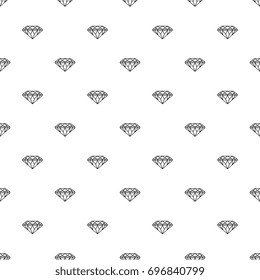 Seamless abstract small geometrical pattern with faceted diamonds. Linear black on white.