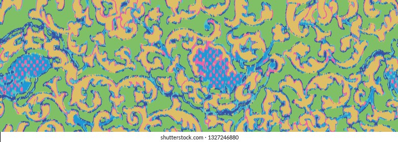 Seamless abstract snowy damask pattern - Vector