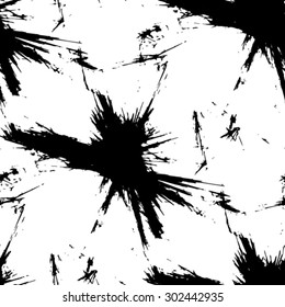 Seamless abstract splash grunge black and white illustration background. 