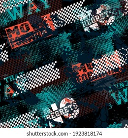 Seamless abstract sport pattern . Grunge background for textile, sport wear, graphic tees and more. 