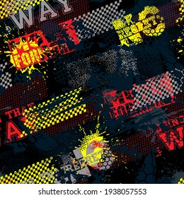 Seamless abstract sport pattern . Grunge background for textile, sport wear, graphic tees and more. 