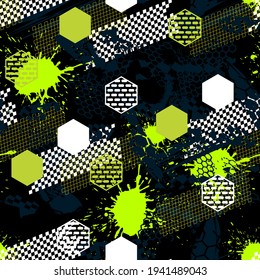 Seamless abstract sport pattern . Grunge background for textile, sport wear, graphic tees and more. 