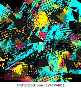 Seamless abstract sport pattern . Grunge background for textile, sport wear, graphic tees and more. 