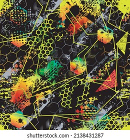 Seamless abstract sport pattern . Grunge background for textile, sport wear, graphic tees and more. 