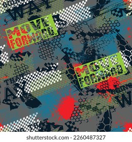 Seamless abstract sport pattern . Grunge background for textile, sport wear, graphic tees and more. 