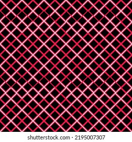 Seamless abstract square lines.Geometric square grid.Rhombus line background.glowing mesh illustration Glowing stripes on black background.Wallpaper background pattern.Wrapping paper line illustration