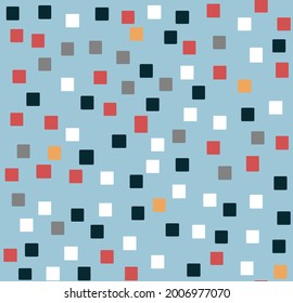 Seamless Abstract squares pattern. Light blue geometric background. summer Majestic random squares. Geometric chaotic decor. Vector illustration.