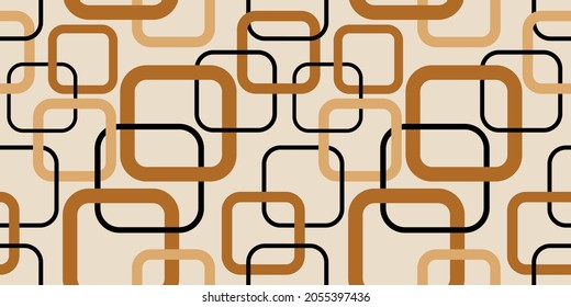 Seamless abstract squares pattern on beige. Vector Illustration.
