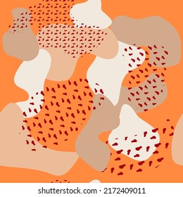 seamless abstract stain pattern. pattern on orange background