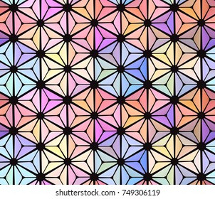 Seamless abstract stained-glass window with multicolored glasses. Vector texture for your creativity